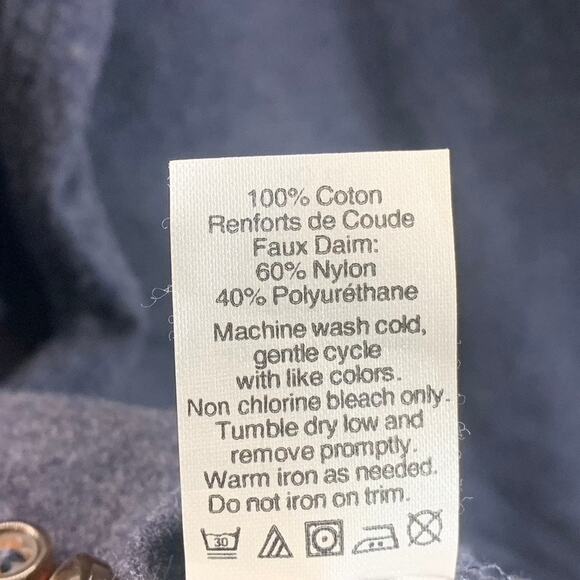 J.CREW Men's Navy Heathered Classic-Fit Elbow Patch Button-Up Workshirt SZ M - Picture 9 of 9